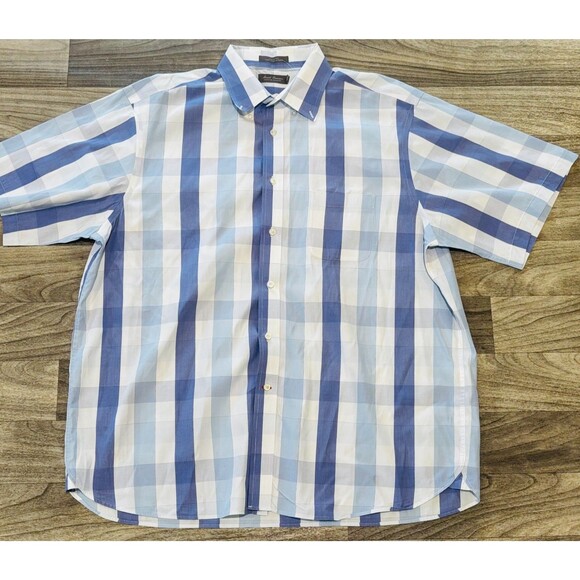 Daniel Cremieux Other - Daniel Cremieux Signature Collection XXL 2XL Blue White Plaid Cotton Shirt NWOT